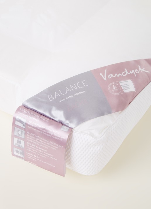 Vandyck Balance zachte hoofdkussen met vulling van polyester 60 x 70 cm - detail wit