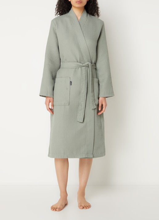Vandyck Biarritz badjas met structuur - unisex - detail 4 olijfgroen