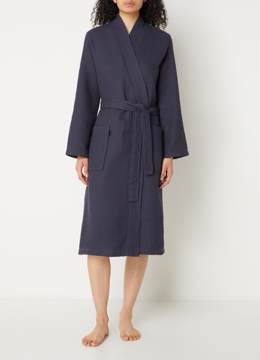 Vandyck Biarritz badjas met structuur - unisex - detail 4 blauw