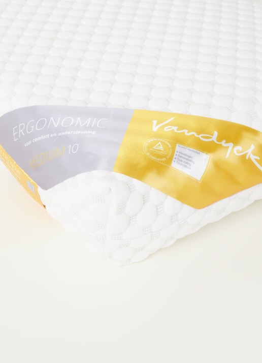 Vandyck Ergonomic 10 medium hoofdkussen met vulling van natuurlatex 60x 40 cm - detail 3 wit