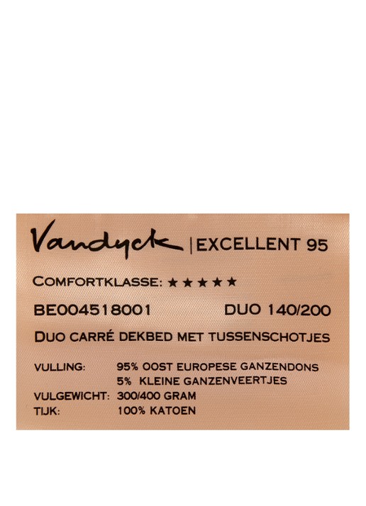Vandyck Excellent 4-seizoenen duo dekbed van makokatoen met vulling van dons - detail wit
