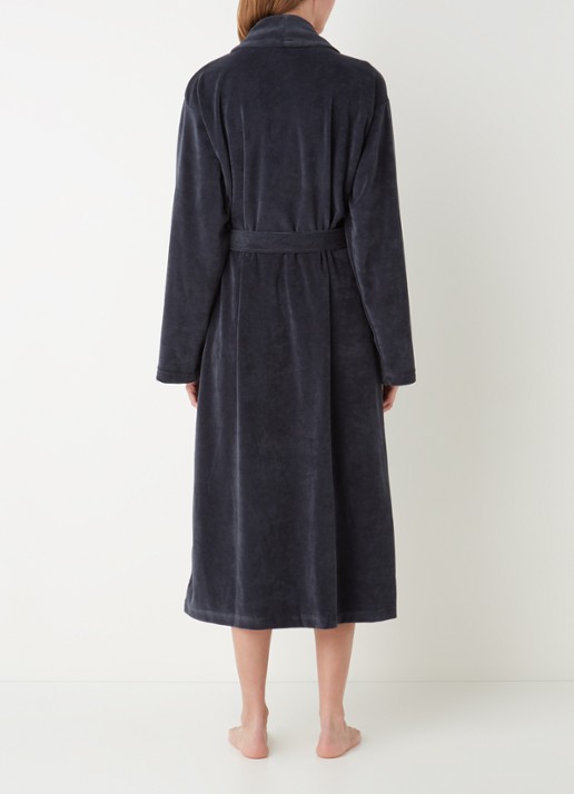 Vandyck Grace badjas van fluweel met steekzakken - unisex - achterkant 4 donkerblauw