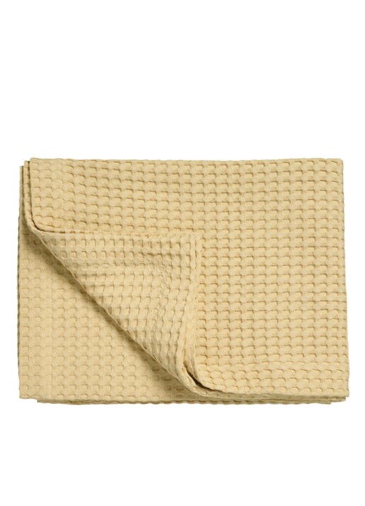 Vandyck Home 71 plaid met wafelstructuur - voorkant geel