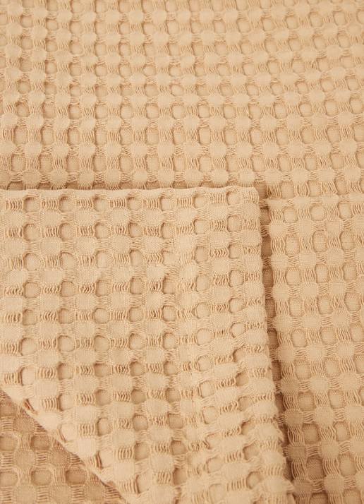 Vandyck Home 71 plaid met wafelstructuur - detail camel