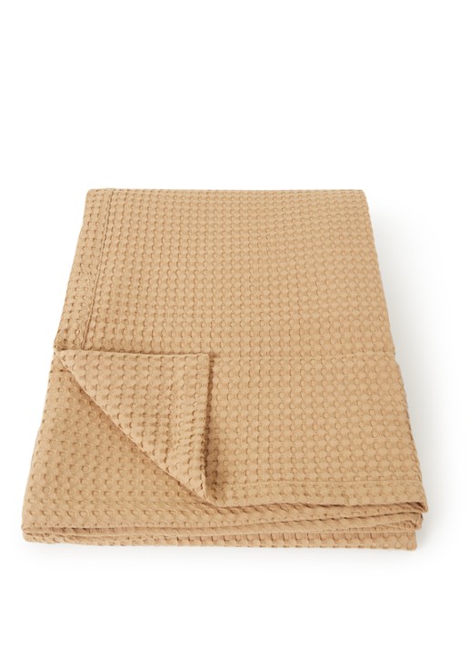 Vandyck Home 71 plaid met wafelstructuur - voorkant 2 camel