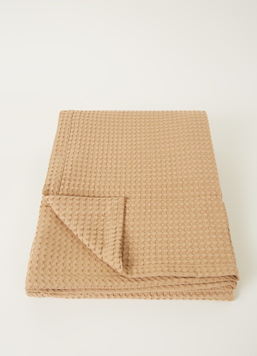 Vandyck Home 71 plaid met wafelstructuur - voorkant 3 camel