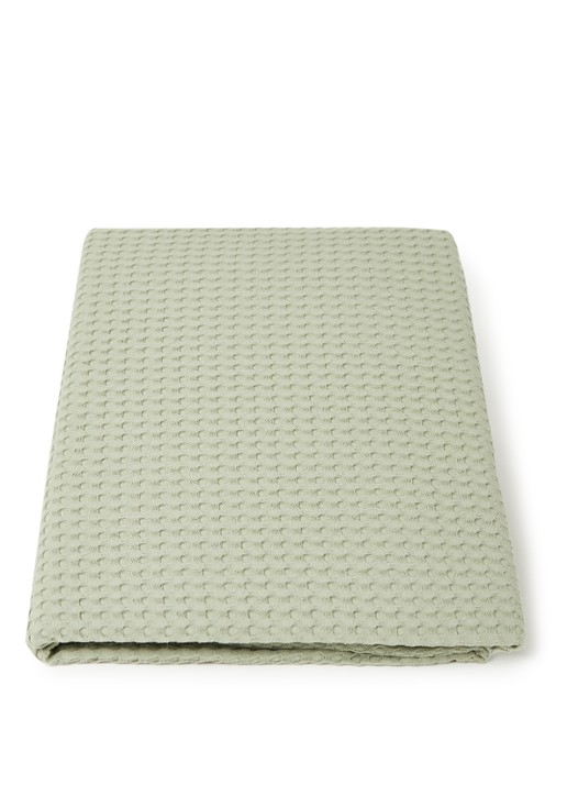 Vandyck Home 71 plaid met wafelstructuur - voorkant olijfgroen