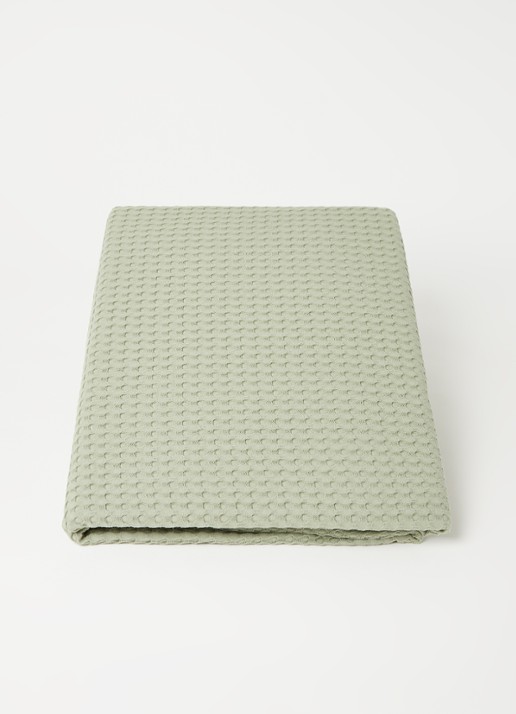 Vandyck Home 71 plaid met wafelstructuur - voorkant 2 olijfgroen