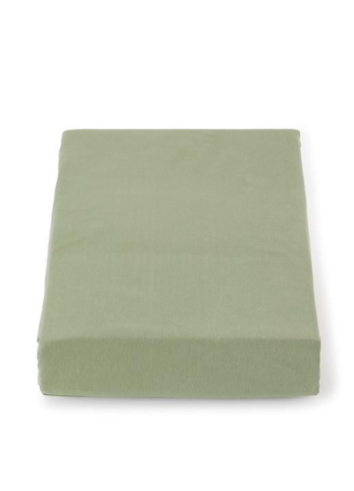 Vandyck Jersey Supreme hoeslaken van katoenjersey, hoekhoogte 30 cm - voorkant olijfgroen