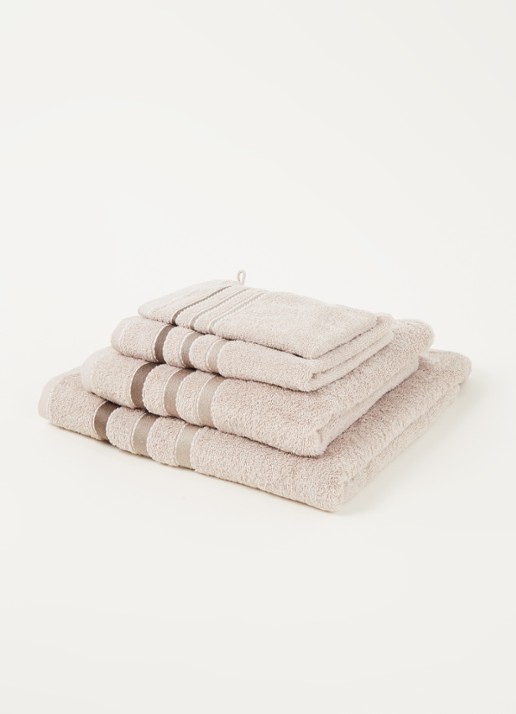 Vandyck Prestige Lines badlaken - 500gr/m2 - 70 x 140 cm  - voorkant 2 zand