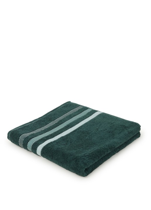 Vandyck Prestige Lines badlaken - 500gr/m2 - 70 x 140 cm  - voorkant 2 flessengroen