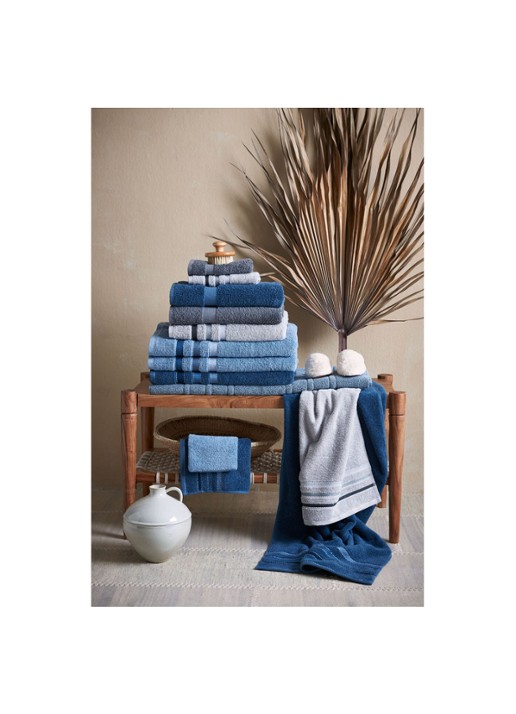 Vandyck Prestige Lines gastendoek - 500 gr/m2 - 40 x 60 cm - detail 4 blauw