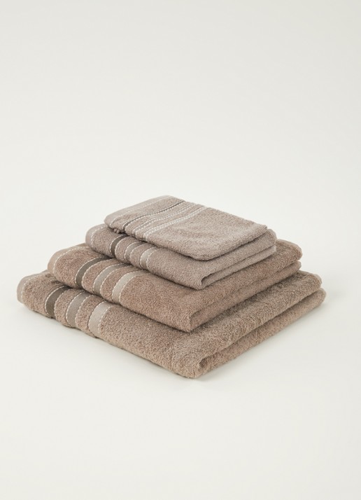 Vandyck Prestige Lines gastendoek - 500gr/m2 - 40 x 60 cm  - voorkant 3 hazelnootbruin