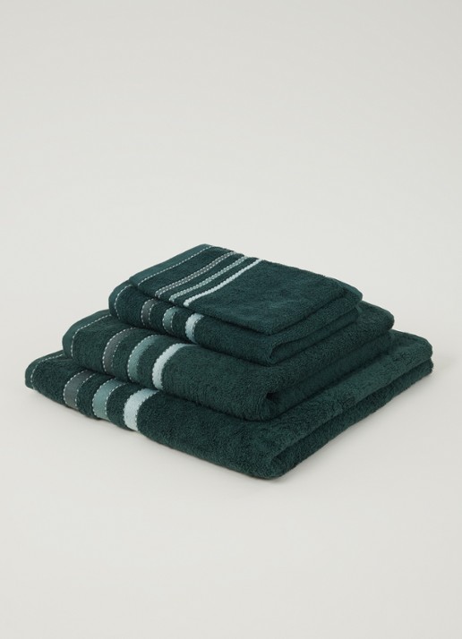 Vandyck Prestige Lines washand - 500 gr/m2 - 16 x 21 cm  - voorkant 2 flessengroen