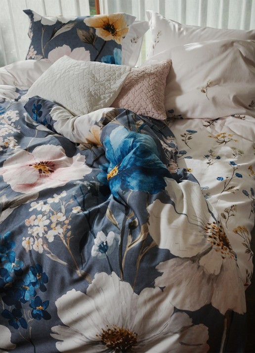 Vandyck Valea Bloom dekbedovertrekset - inclusief kussenslopen - voorkant 4 blauw