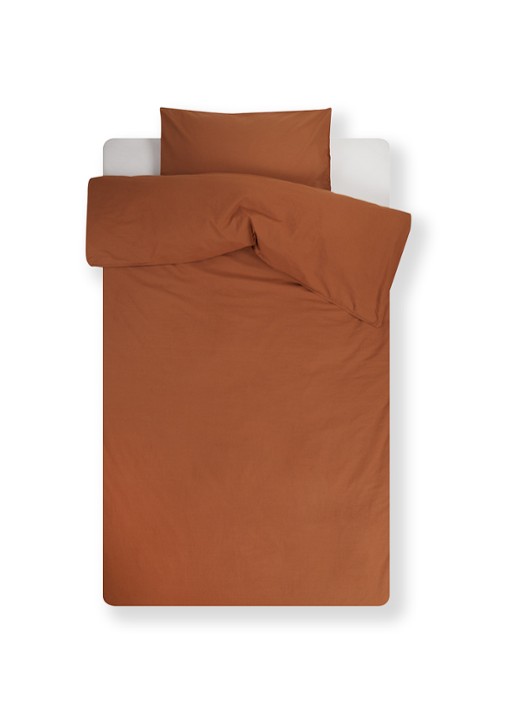 Vandyck Washed Cotton katoenen dekbedovertrekset - inclusief kussenslopen - voorkant cognac