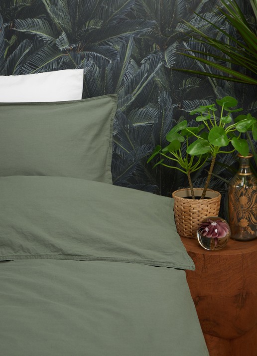 Vandyck Washed Cotton katoenen dekbedovertrekset - inclusief kussenslopen - voorkant 2 groen