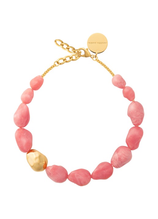 Vanessa Baroni Big Pearl ketting - detail 3 watermelon marble