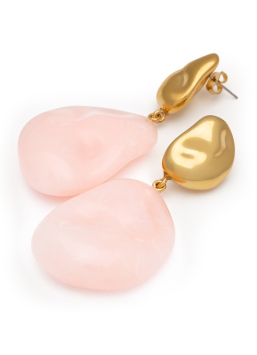 Vanessa Baroni Double Nugget oorstekers met hanger - detail lichtroze