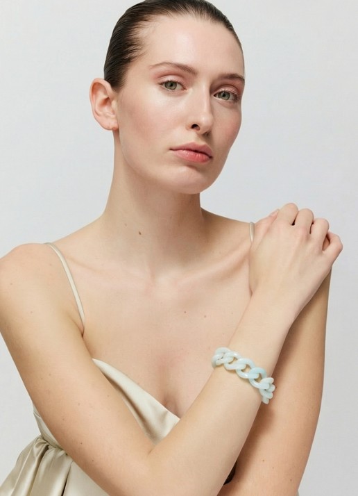 Vanessa Baroni Flat Chain armband - voorkant 3 cloud marble