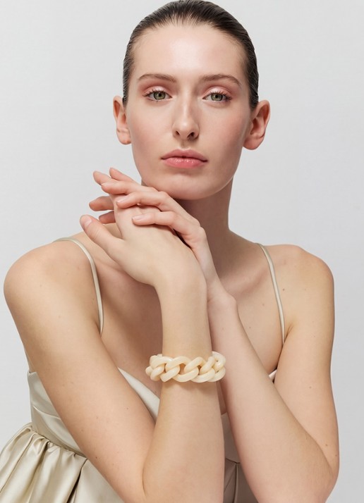 Vanessa Baroni Great schakelarmband  - voorkant 2 latte marble