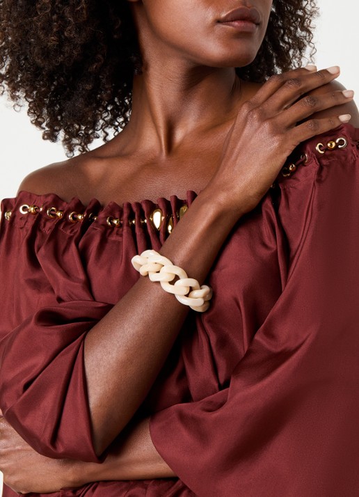 Vanessa Baroni Great schakelarmband  - voorkant 3 latte marble