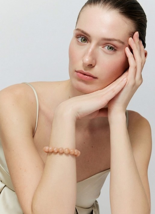 Vanessa Baroni Mini Beads armband - voorkant 3 blush marble