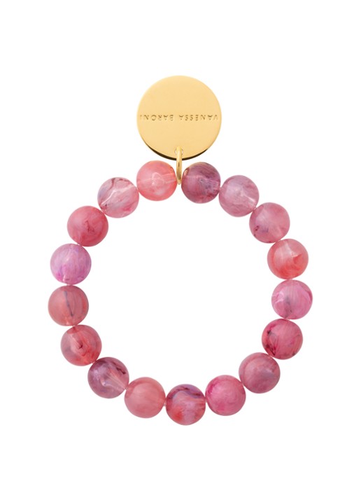 Vanessa Baroni Mini Beads armband - voorkant crystal pink marble