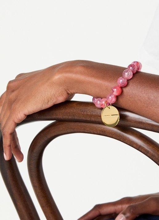 Vanessa Baroni Mini Beads armband - voorkant 3 crystal pink marble
