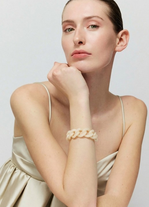 Vanessa Baroni Mini Flat Chain armband - voorkant 3 latte marble