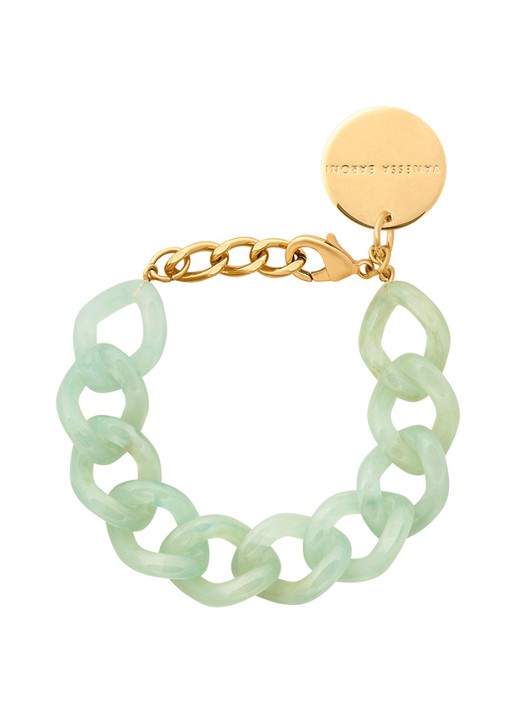 Vanessa Baroni Mini Flat Chain armband - voorkant jade