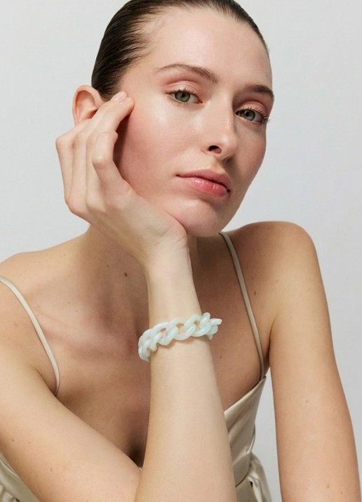 Vanessa Baroni Mini Flat Chain armband - voorkant 2 cloud marble