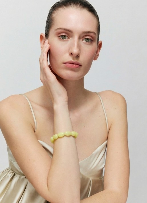 Vanessa Baroni Olive Flex armband - voorkant 2 lemon marble