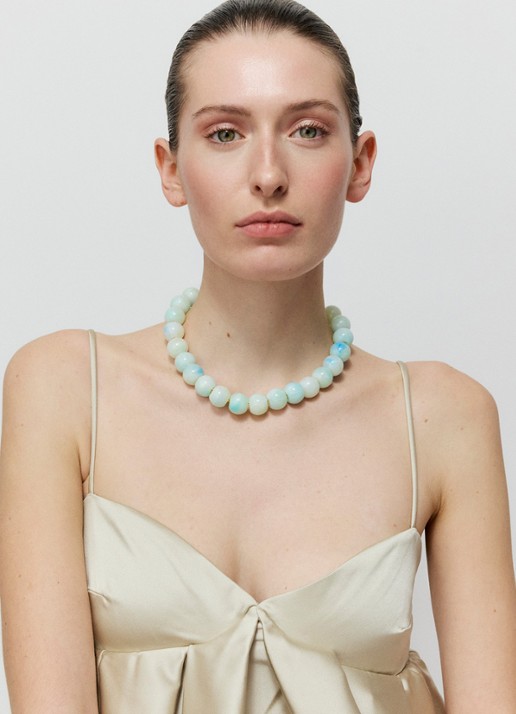 Vanessa Baroni Small Beads kralenketting - voorkant 4 cloud marble