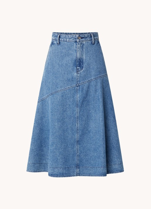 Vanilia Maxi rok van denim - voorkant indigo