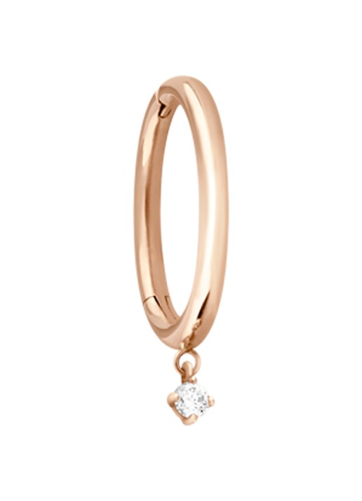 Vanrycke Enkele oorring van 18 karaat roségoud met diamant - voorkant roségoud