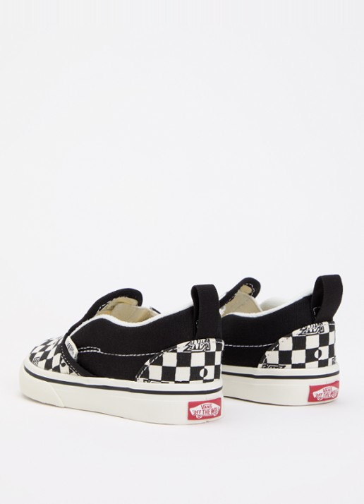 VANS Checkerboard slip-on met klittenband  - achterkant 4 zwart