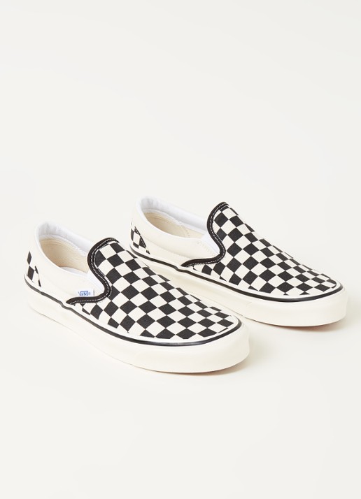 VANS Classis Slip On instapper met ruitdessin - detail 2 gebroken wit