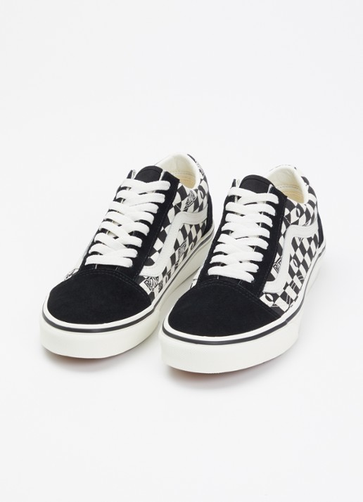 VANS Old Skool geo check sneakers met suéde details  - detail zwart