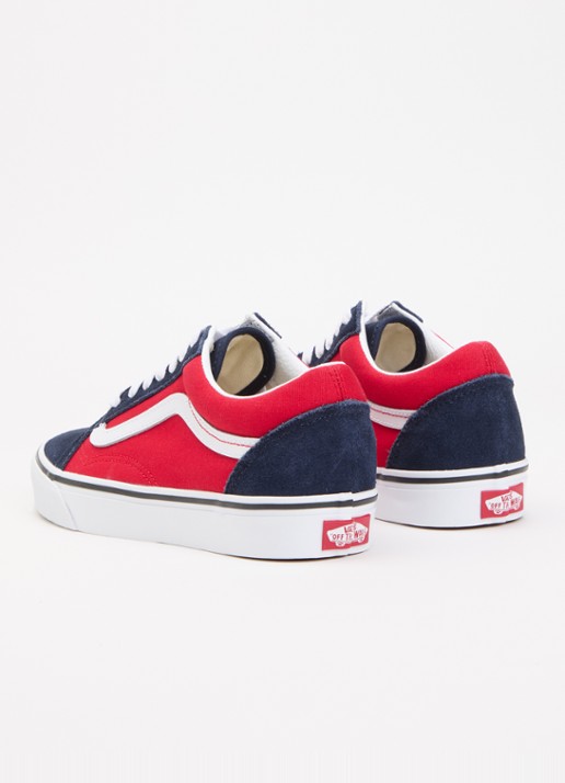 VANS Old Skool sneaker met details van leer - achterkant rood