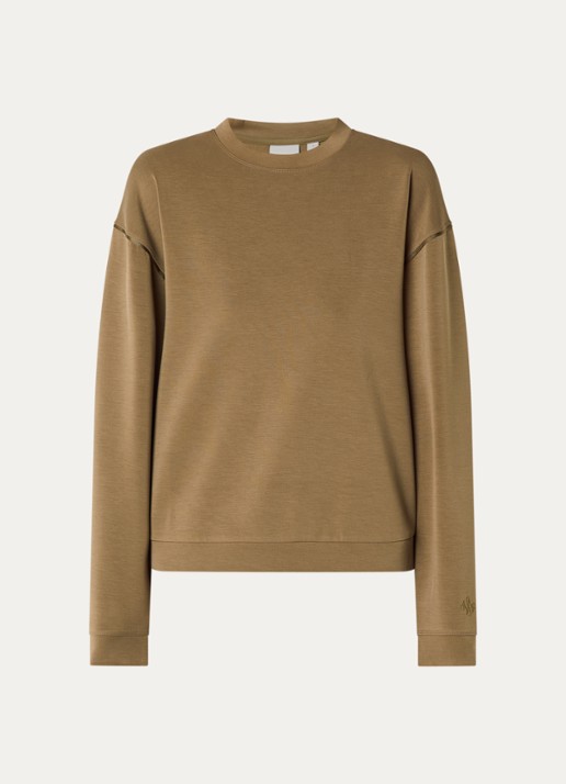 Varley Coralie sweater met ronde hals - voorkant 3 mosgroen