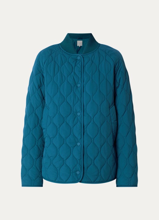 Varley Luca gewatteerd jack met quilt patroon - voorkant aquablauw