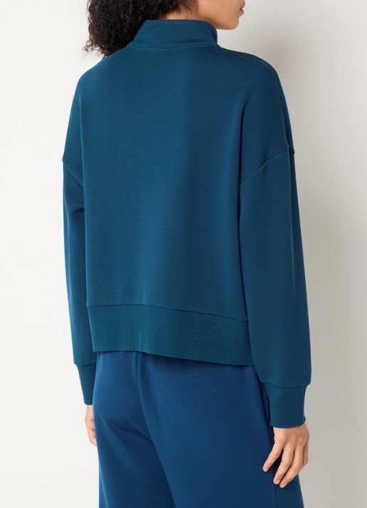 Varley Mavis sweater met halve rits - achterkant 2 aquablauw