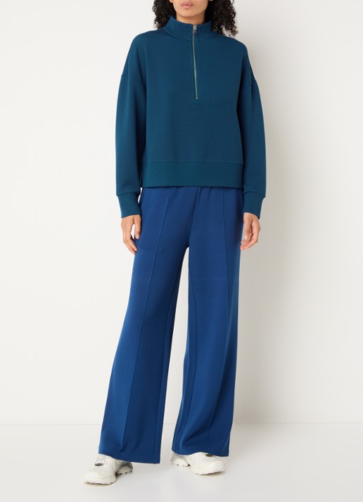 Varley Mavis sweater met halve rits - voorkant 4 aquablauw