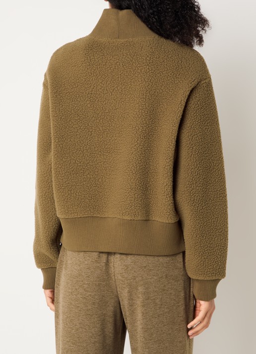 Varley Mumford pullover van fleece met halve rits - achterkant 3 mosgroen