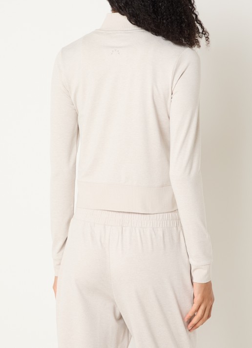 Varley Rufus cropped trainingsvest met gemêleerd dessin - achterkant beige