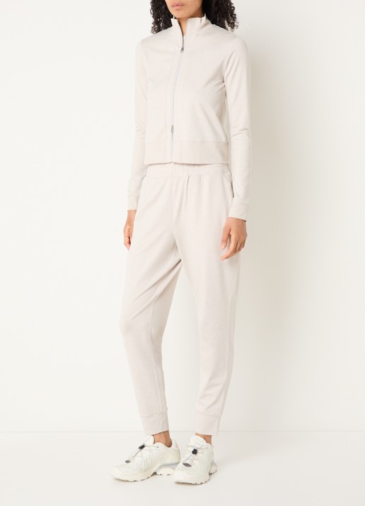 Varley Rufus cropped trainingsvest met gemêleerd dessin - voorkant 3 beige