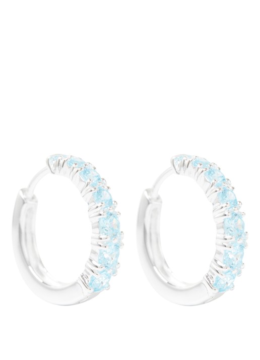 Vedder & Vedder Birthstone oorringen Maart van zilver - voorkant zilver