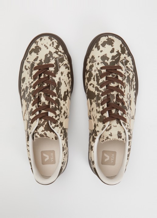 Veja Campo sneaker van leer met dierenprint - detail 3 bruin