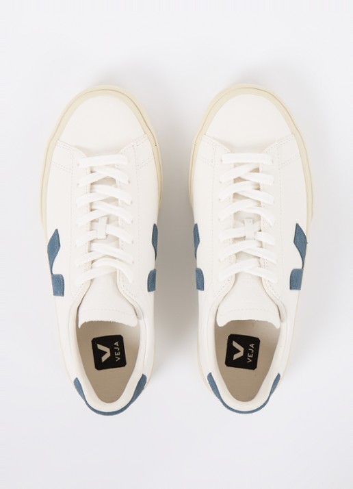 Veja Campo sneaker van leer met suède details - detail 6 staalblauw